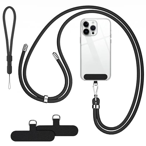 SHANSHUI Phone Lanyard, Crossbody Wrist Nylon Universal Cell Phone Lanyard StrapTether Pads Compatible with iPhone & All Smartphones in Full Cover Cases