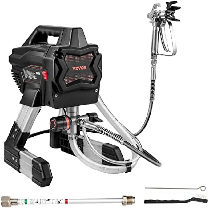 VEVOR Vertical Airless Paint Sprayer, 7/8HP 650W High Efficiency Airless Sprayer, 2900PSI Electric Paint Sprayer Extension Pole and Cleaning Kit for Indoor Furniture/Fence/Home/House