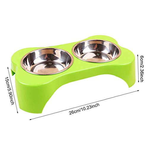 Plastic roestvrij staal twee-in-een antislip hond kom dubbele kom huisdier plastic kom hond voedsel kom kattenbak… - Image 3