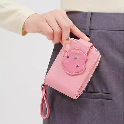 Women's Credit Card Holder with Cute Pink Leather Small Wallet RFID Zipper Coin Purse2