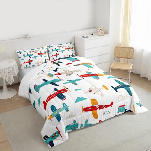 Image of Feelyou Aircraft Bedding Set Full Size for Boys Kids Children