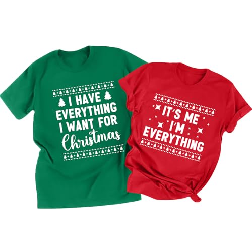 Christmas Couples Shirts His and Her Matching Xmas Outfits Funny Christmas Family Pajamas Short Sleeve Tees Top
