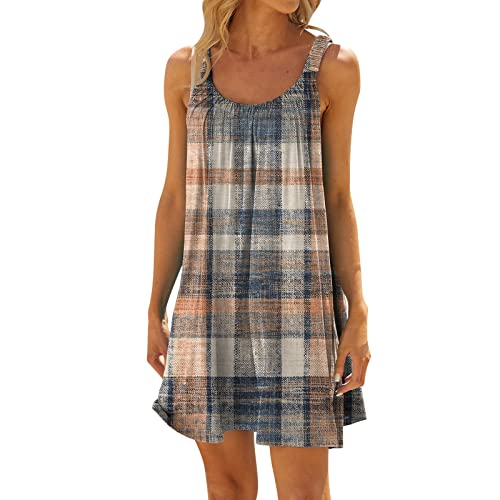 Sommerkleid Damen Boho Kleid Ärmellos Spaghettiträger Strandkleid Damen Kurz Strandkleider Damen Leicht Sommer Kleider Sommerkleid Damen Knielang...