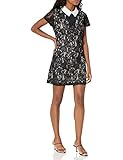 Betsey Johnson Women's Petite Lace Shift Dress, Onyx/Skinny dip, 12P