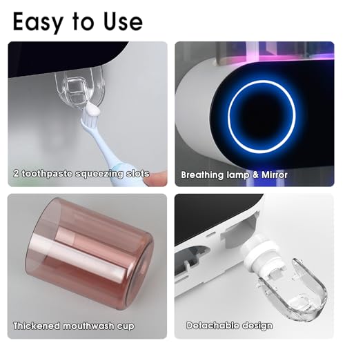 Image of iHave Toothbrush Holders for Bathrooms, UV Toothbrush Sanitizer and Holder Smart Home Bathroom Accessories, 2 Cups Electric Toothbrush Holder Wall Mounted with Toothpaste Dispenser Bathroom Decor