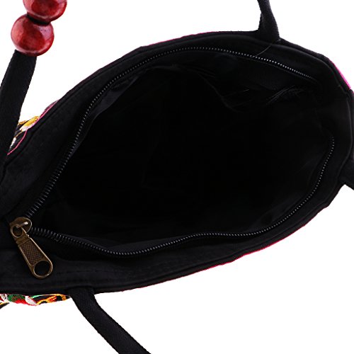 yotijar 3x Bolsa de Flores Bordada Multicolorida com Contas de Madeira Bolsa de Praia para Telefone
