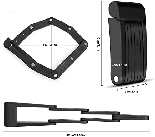Folding Bike Lock, Portable Anti-Theft Bicycle Lock for Bicycles and E-Scooter, with 2 Keys and Mounting Bracket