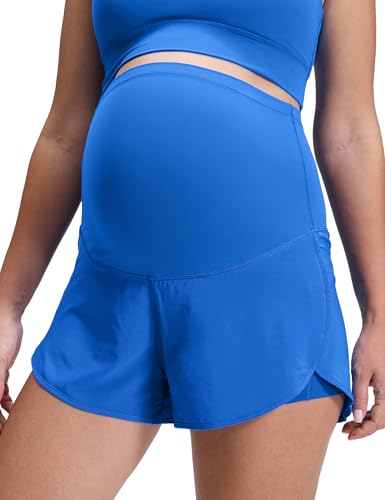 CRZ YOGA Lightweight Maternity Dolphin Workout Shorts 3'' - Soft Athletic Running Casual Womens Pregnancy with Liner Pockets