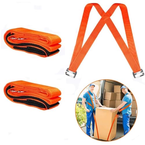 Tragegurte Umzug, 2 Personen tragegurte, Schwerer Möbel Transportgurt zum Ziehen und Bewegen, Hebe und Tragegurt-Einfaches Heben, für Umzug Tragen, Bewegen von Möbeln, Haushaltsgeräten(Orange)