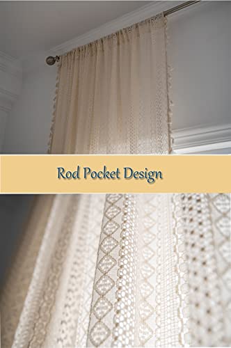 Mvmva Lace Curtains 84 Inches Long -  2 Panels Boho Windows Sheer Curtains Crochet Vintage Cotton Tassel Window Curtains Panels For Bedroom Living Room (Crochet Beige, 59" X84 ) #TOP4