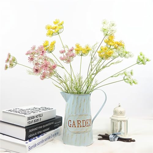 Renda Artificial da Rainha Anne, Com Haste Flores Secas Prensadas Reais para Decoração de Festa de J