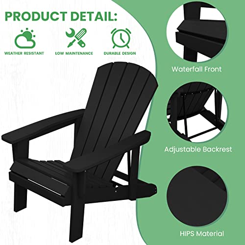 Serwall Adjustable Backrest Adirondack Chair, All-Weather Adirondack Chair-Black #TOP4