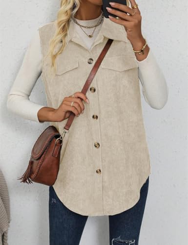IDEALSANXUN Womens Corduroy Vest Fall Winter Casual Sleeveless Jackets Outerwear Tops4