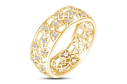 AFFY Hollowing Flower Ring in 14k Gold over Sterling Silver 925 Wedding Accessories Ring Jewelry for Ladies - Choose From - Simulated Diamond, Simulated Sapphire, Simulated Emerald, or Simulated Ruby3