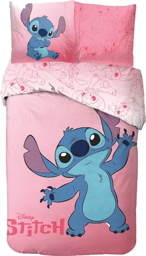 arlis Parure de Lit Stitch pour Enfant, Housse de Couette Réversible 140x200 cm, Taie d'oreiller 63x63 cm, 100% Coton (Parure de lit Stitch, 140 X 200 Cm)