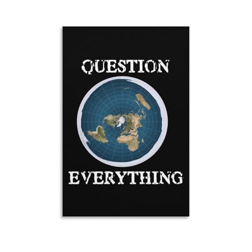 Question Everything Flat Earth Wall Art Canvas Paintings Artwork Pictures