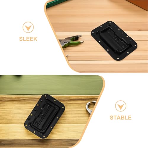 Mango con resorte metálico negro y plegable para maletas y cajas de transporte 3