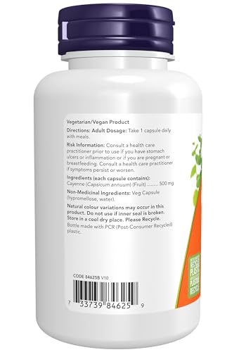NOW Supplements, Cayenne (Capsicum annuum) 500 mg, Herbal Support, 100 Veg Capsules - Image 3