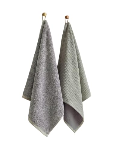 Image of DAMENSCH Unisex Premium Bamboo Blend, Ultra-Soft, Absorbent, Dual Waffle and Terry Texture Waffle Hand Towel - Reed Beige - Pack of 2