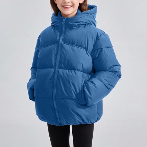 Kids Girls Puffer Jacket Warm Winter Down Coat Zip Up Padded Jackets with Hood Cozy Puffy Bubble Coat Outerwear2