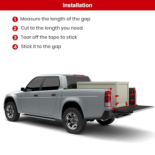 Image of 39.36Ft Rubber Weather Tailgate Seal Strip： Fits Pickups, Truck Cap, Auto Car, Car Weather Stripping Double-Bulb Seal Dustproof, Noise Reduction