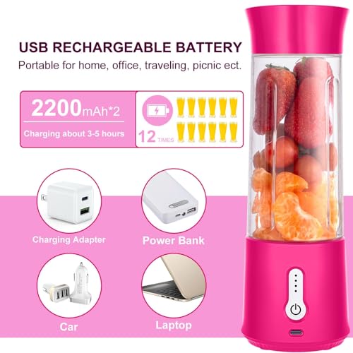 Liphier USB Oplaadbare Draagbare Mini Blender - 500ml Personal Size Blender met sterke kracht voor Mixed Juice Shakes & Smoothie Geschikt voor thuis|Kantoor|Camping - Afbeelding 4