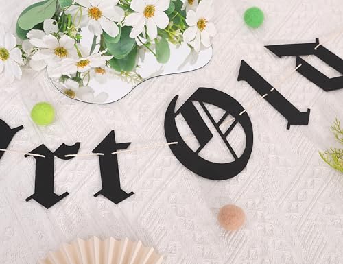 Image of Thou Art Old Banner - Gothic Birthday Party Decorations, Old English Birthday Banner, Thirtieth Middle Ages Garland, Black Goth Emo Party Photo Props (Thou Art Old)