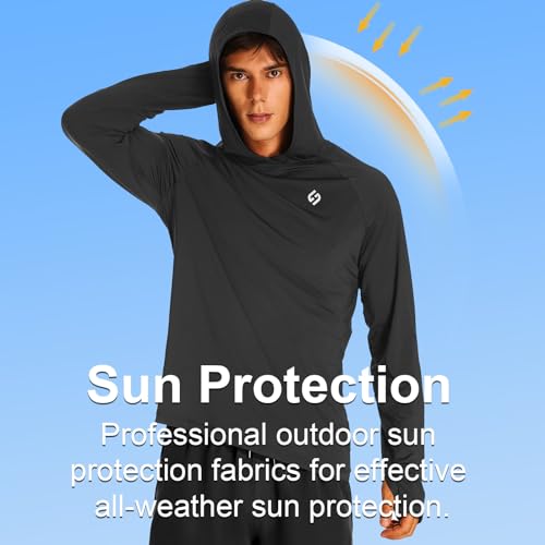 HODOSPORTS Mens UPF 50+ Rash Guard Long Sleeve Swim Shirts Sun Protection Hoodie Shirt UV SPF Quick Dry T-Shirts4