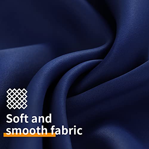 Image of YoungsTex Short Blackout Curtains 54 Inch Length for Bedroom - Thermal Insulated Drapes with Grommet Room Darkening for Bedroom Living Room Windows, Navy Blue, 2 Panels, 42 x 54 Inch