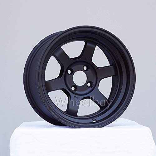 4 Pcs Rota Grid V 15X8 Pcd:4X100 Offset:0 Hb67.1 Satin Black #TOP1