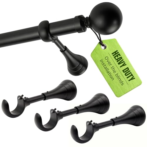Black Curtain Rods for Windows 48 to 84 – Heavy
