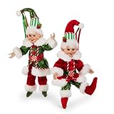 RAZ Imports 7' Traditional Posable Elf Figurine Set of 2 Holiday Elves