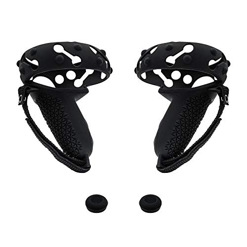 Mcbazel Funda Protectora de Silicona con Tapa para Pulgar para Controlador O-culus Quest 2, Color Negro