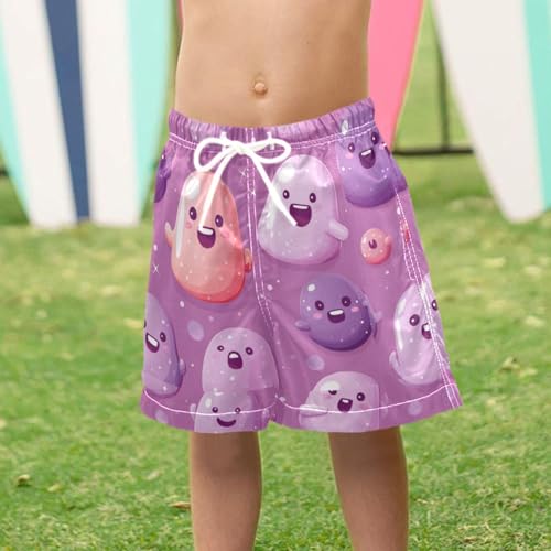 Pigsaly Boys Swim Trunks Pink Purple Mauve Dusty Rose Cute Ghost Boys Board Shorts Swimsuit Swimwear Summer Bathing Suit 3T 6