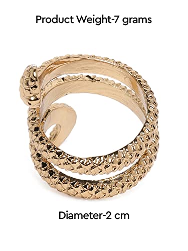 Image of ZAVERI PEARLS Antique Gold Tone Contemporary Adjustable Snake Finger Ring For Women-ZPFK9892