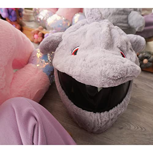 Motorcycle Helmet Cover Plush Gift Motorcycle Helmet Cover Christmas Motorbike Full Helmet Protective Cover Full Face Helmets Decoration Cap Gift,Grey Shark #TOP1