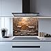 Tempered Glass Backsplash for Kitchen, Bronze Deer in Forest Scene Design Glass Backsplash, Copper Look Backsplash for Kitchen Wall, Rustic Kitchen Backsplash, Easy to Install Stove Backsplash