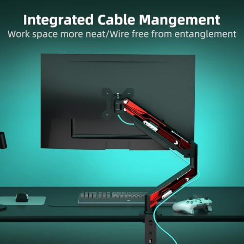 Image of Suptek Monitor Mount Gas Spring Monitor Arm Desk Mount Fully Adjustable Fits 17 20 22 23 24 26 27 32 35 inch Monitors Weight Capacity up to 24.25 lbs, Black&red