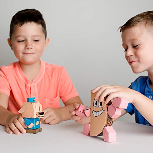 Image of Pop, Fold, Build, Play - Create a Fun Durable Paperboard Action Figure - Petey Color Me Cubles from The Dog Man Series - Puzzle - Origami - STEM Craft - Develops Cognitive Skills - Great Gift