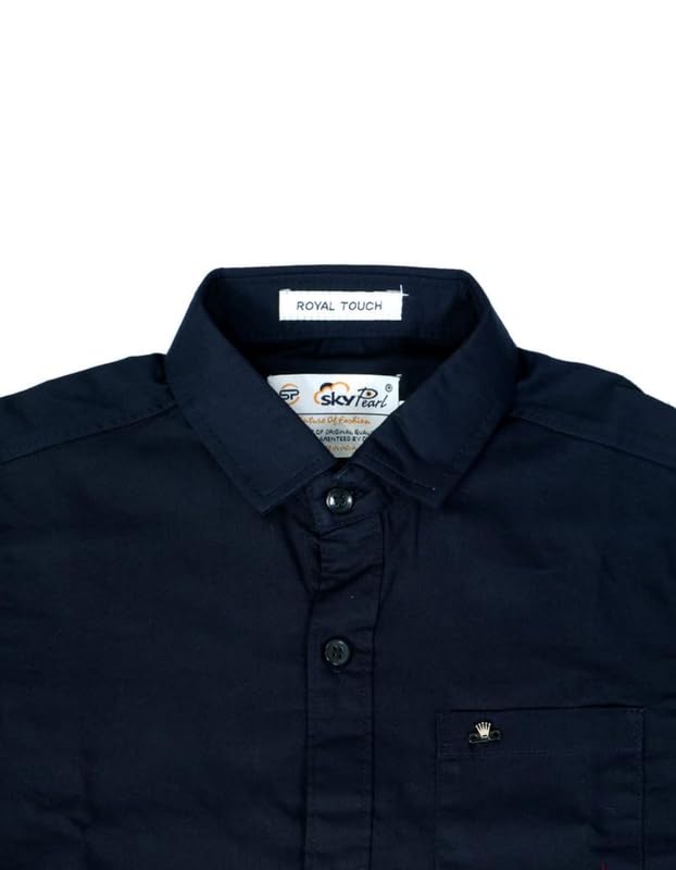 Image of Boy's Kids Regular Fit Solid Pattern Cotton Shirt with Pocket Collared Neck Long Sleeve Button Down Closure Type and Standard Length | Boys Cotton T-Shirts Set | Shirt for Boy