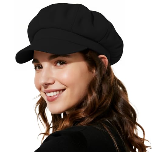Newsboy Hats for Women Winter Black Beret Hat Classic Newsboy Caps Retro Fashion French Hats for Women