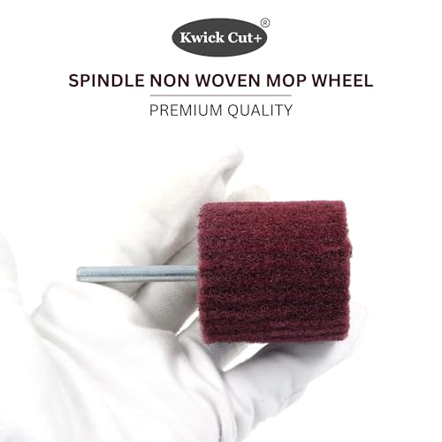 Image of KWICK CUT+ Non Woven vf Spindle Mop Wheel 40x40x6mm with 6mm Shaft 5pcs - Abrasive Surface Conditioning & Polishing Wheel for Drill /Rotary Tool