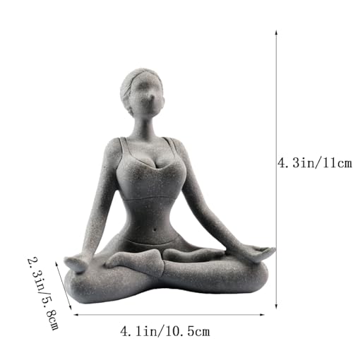 Estatua de Yoga de Piedra Arenisca Figura Meditación Mujer miniatura 6