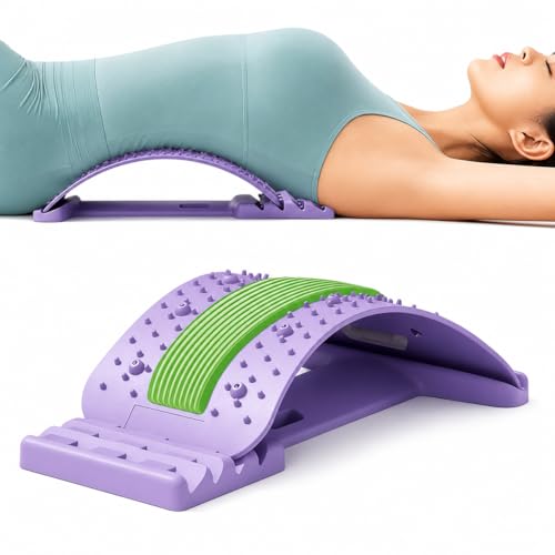 Rückenstrecker Gerät Verstellbar Rückendehner Gerät 3 Levels Rückenstützbrett Back Stretcher Spine Lumbar Corrector Massager with Non-Slip Design for Yoga Fitness Workout at Home