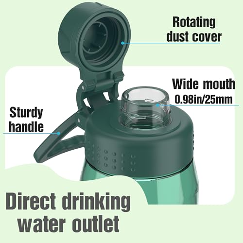 Image of 32oz Clear Water Bottle - BPA-Free Tritan Plastic, Fast Flow Spout Lid, Wide Mouth & Leakproof Design Hiking Water Bottle Suitable for Travel, Outdoors, Gym, Travel, Home, School(Dark Green)