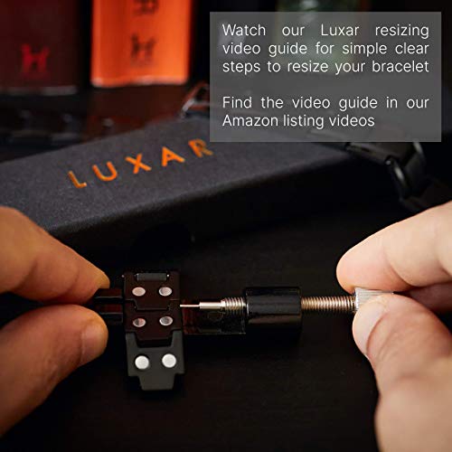 Luxar Men's Titanium Magnetic Therapy Linked Bracelet For Pain Relief | Double Magnet Strength With Powerful Rare-Earth Neodymium Magnets | Adjustable Length With Steel Resizing Tool (Brushed Black) #TOP4