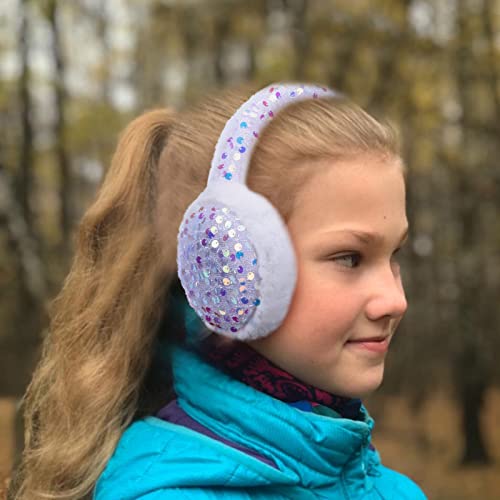 ACTLATI Girl Winter Earmuffs Sequin Shiny Outdoor Ear Warmers Fluffy Muffs Cute Faux Fur Earmuff for Kids Adult Women4