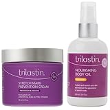 TriLASTIN Maternity 4oz Stretch Mark Cream & 3.4oz Nourishing Body Oil Bundle | Pregnancy Skincare Gift for First-Time Moms