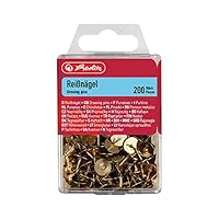 Herlitz Reißnagel rund, Metall, 200 Stück in Hängebox, messing