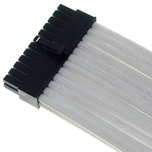 Shakmods Cable de extensión ATX de 24 pines con funda para placa base de 30 cm + 2 peines de cable (blanco) - imagen 3